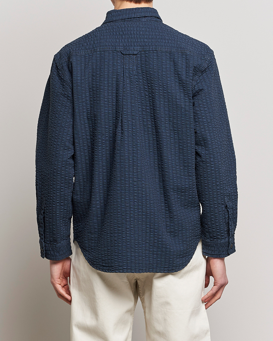 Herr | Skjortor | Gramicci | Garment Dyed Seersucker Canyon Shirt Royal Blue