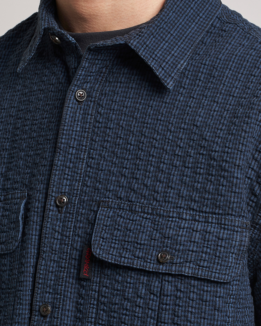 Herr | Skjortor | Gramicci | Garment Dyed Seersucker Canyon Shirt Royal Blue