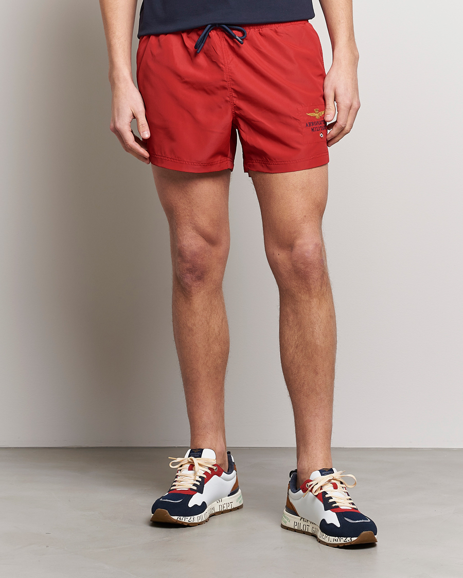 Herr | Badbyxor | Aeronautica Militare | Costume Swim Shorts Red