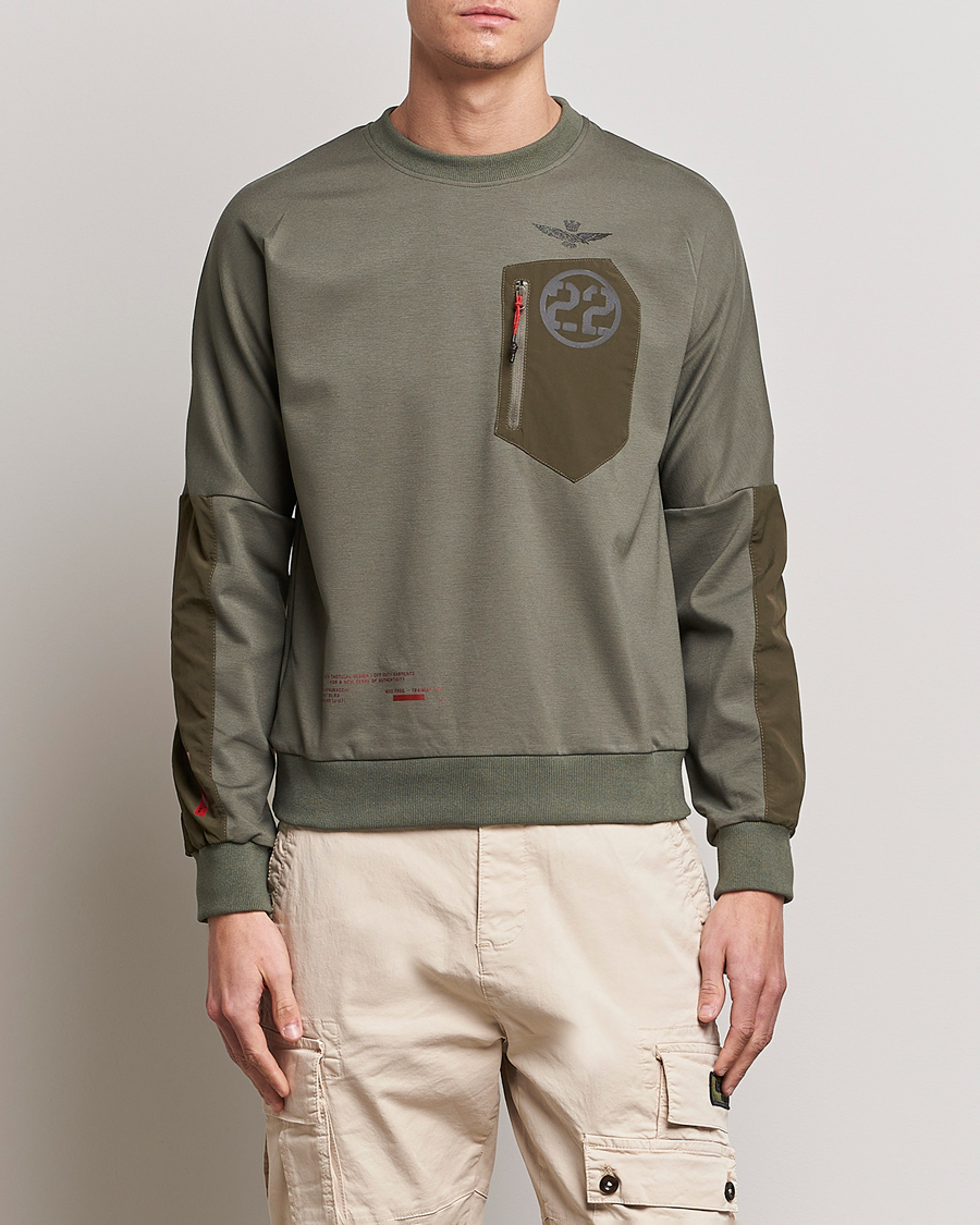Herr | Tröjor | Aeronautica Militare | Felpa Girocollo Zip Sweater Dark Green