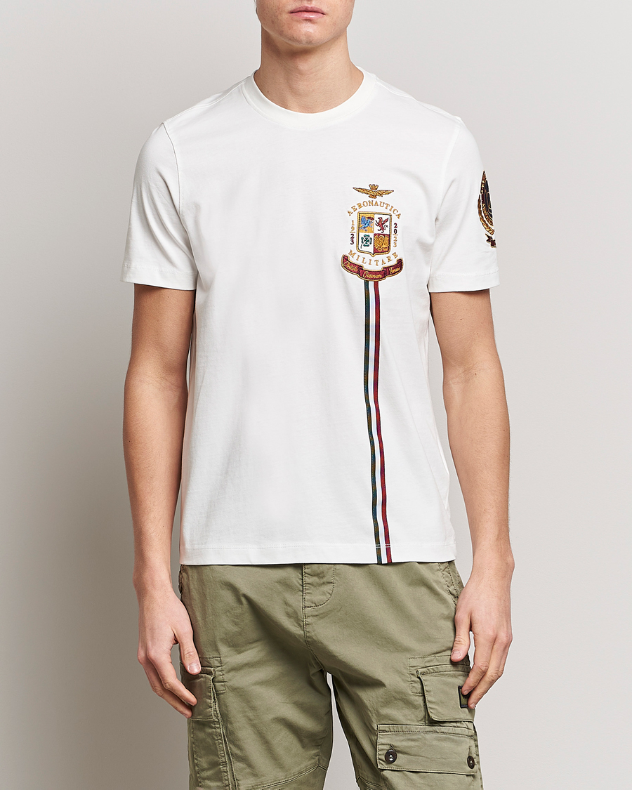 Herr |  | Aeronautica Militare | Tape Cotton T-Shirt White Cream