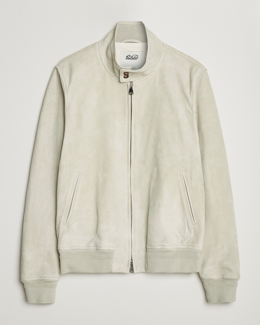 Herr | Jackor | Valstar | Suede Zip Blouson Silver Grey