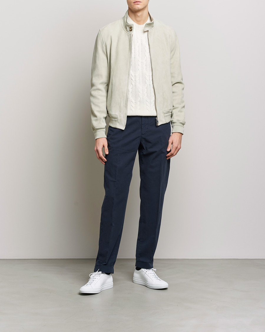 Herr | Jackor | Valstar | Suede Zip Blouson Silver Grey