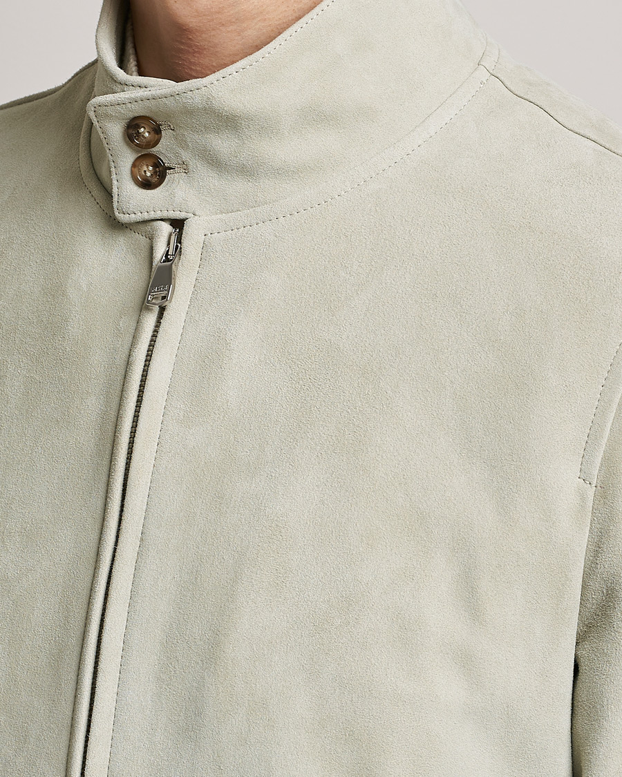 Herr | Jackor | Valstar | Suede Zip Blouson Silver Grey