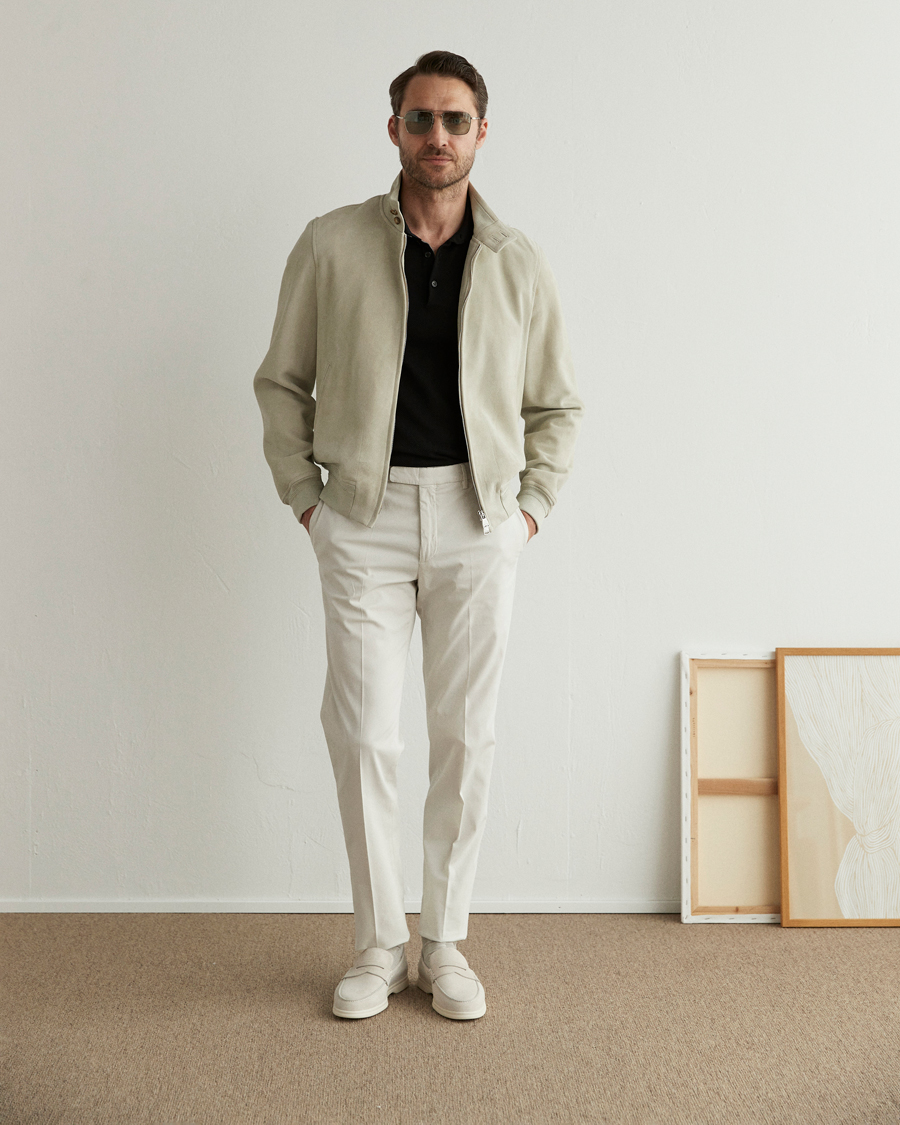 Herr | Jackor | Valstar | Suede Zip Blouson Silver Grey