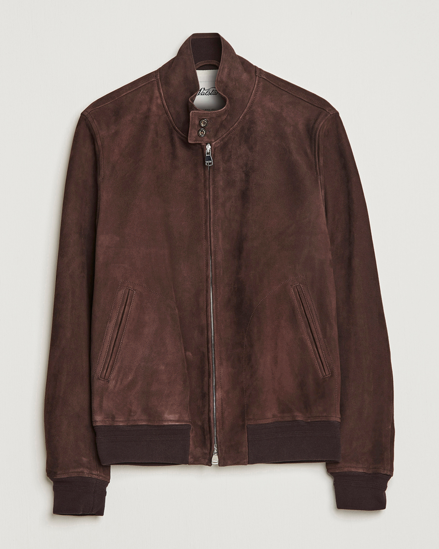 Herr | Jackor | Valstar | Suede Zip Blouson Dark Brown
