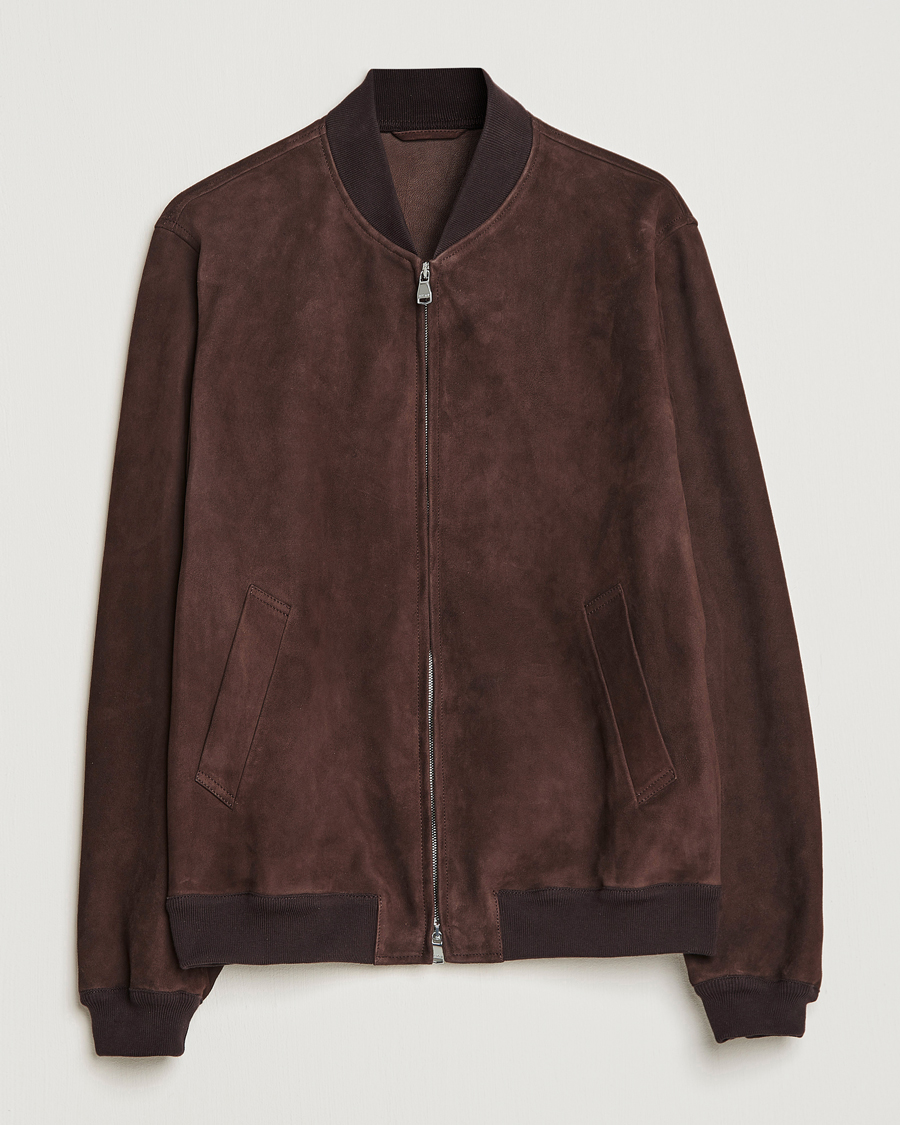 Herr | Jackor | Valstar | Suede Bomber Jacket Dark Brown