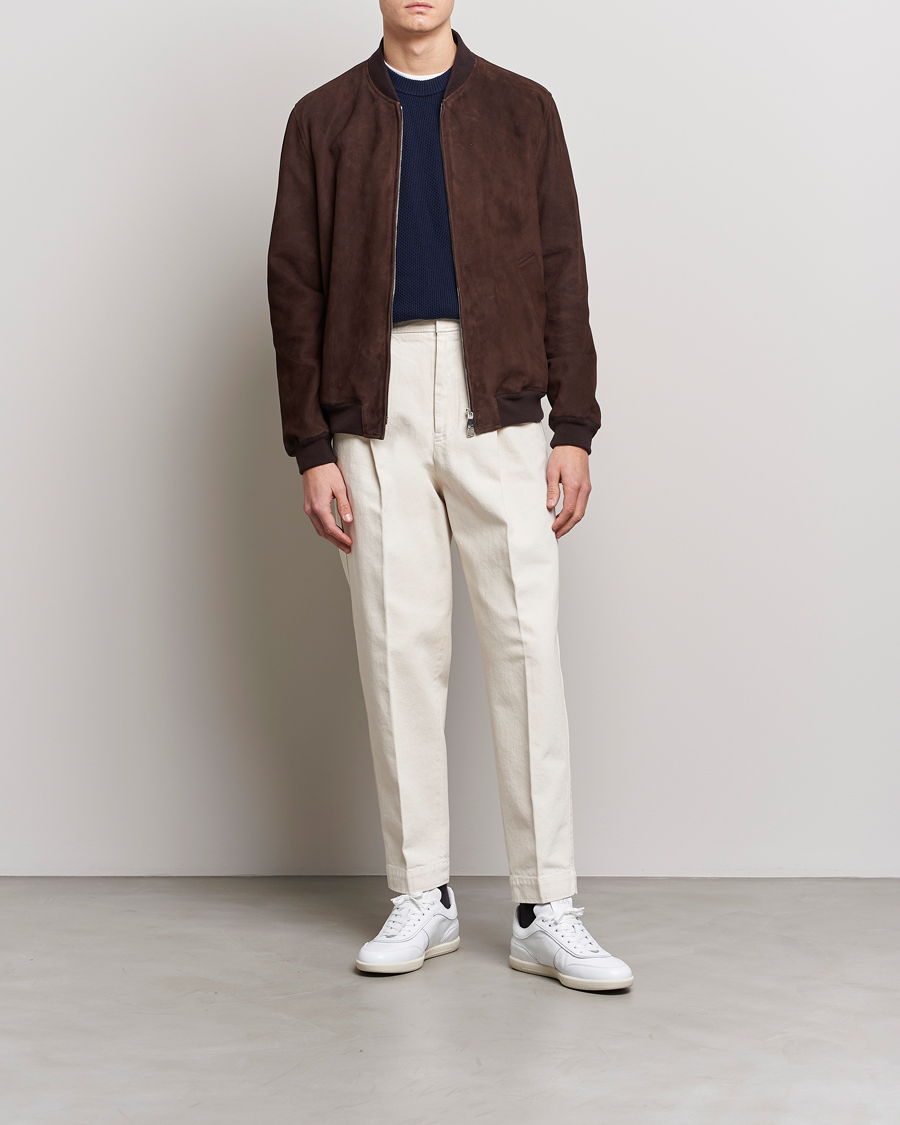 Herr | Jackor | Valstar | Suede Bomber Jacket Dark Brown