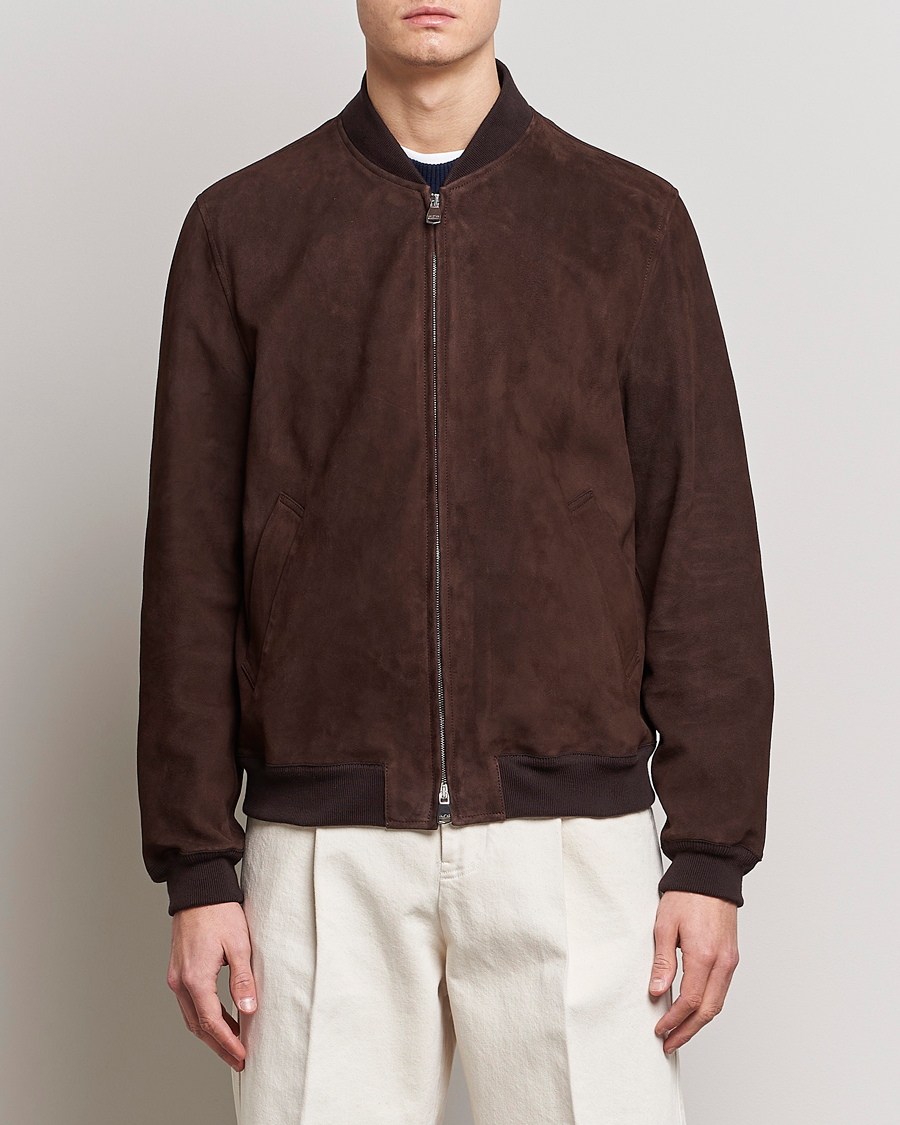 Herr | Jackor | Valstar | Suede Bomber Jacket Dark Brown