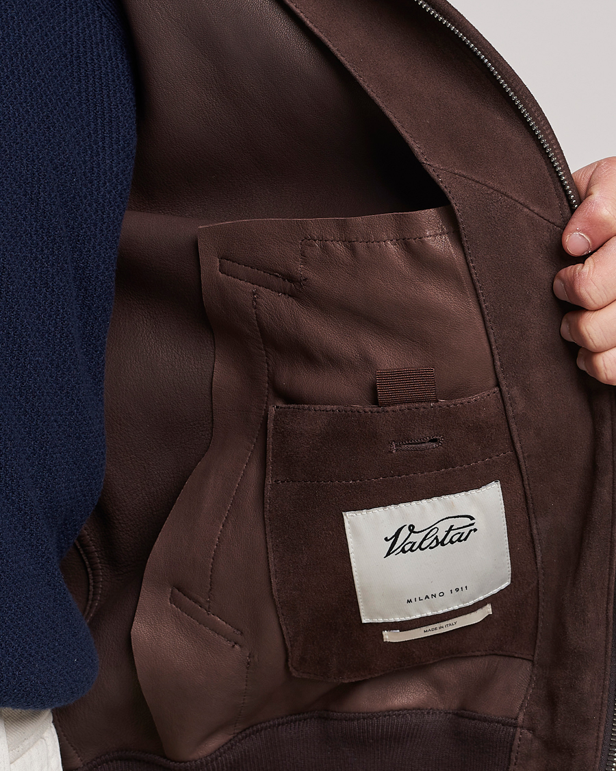 Herr | Jackor | Valstar | Suede Bomber Jacket Dark Brown
