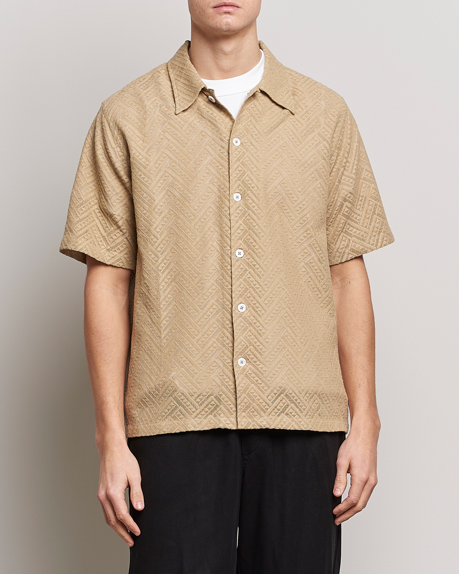 Herr | Kortärmade skjortor | Sunflower | Spacey Herringbone Camp Shirt Khaki