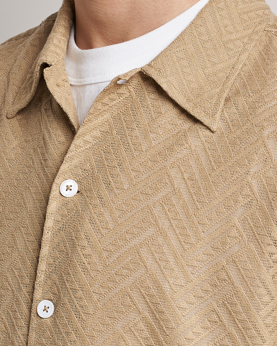 Herr | Skjortor | Sunflower | Spacey Herringbone Camp Shirt Khaki
