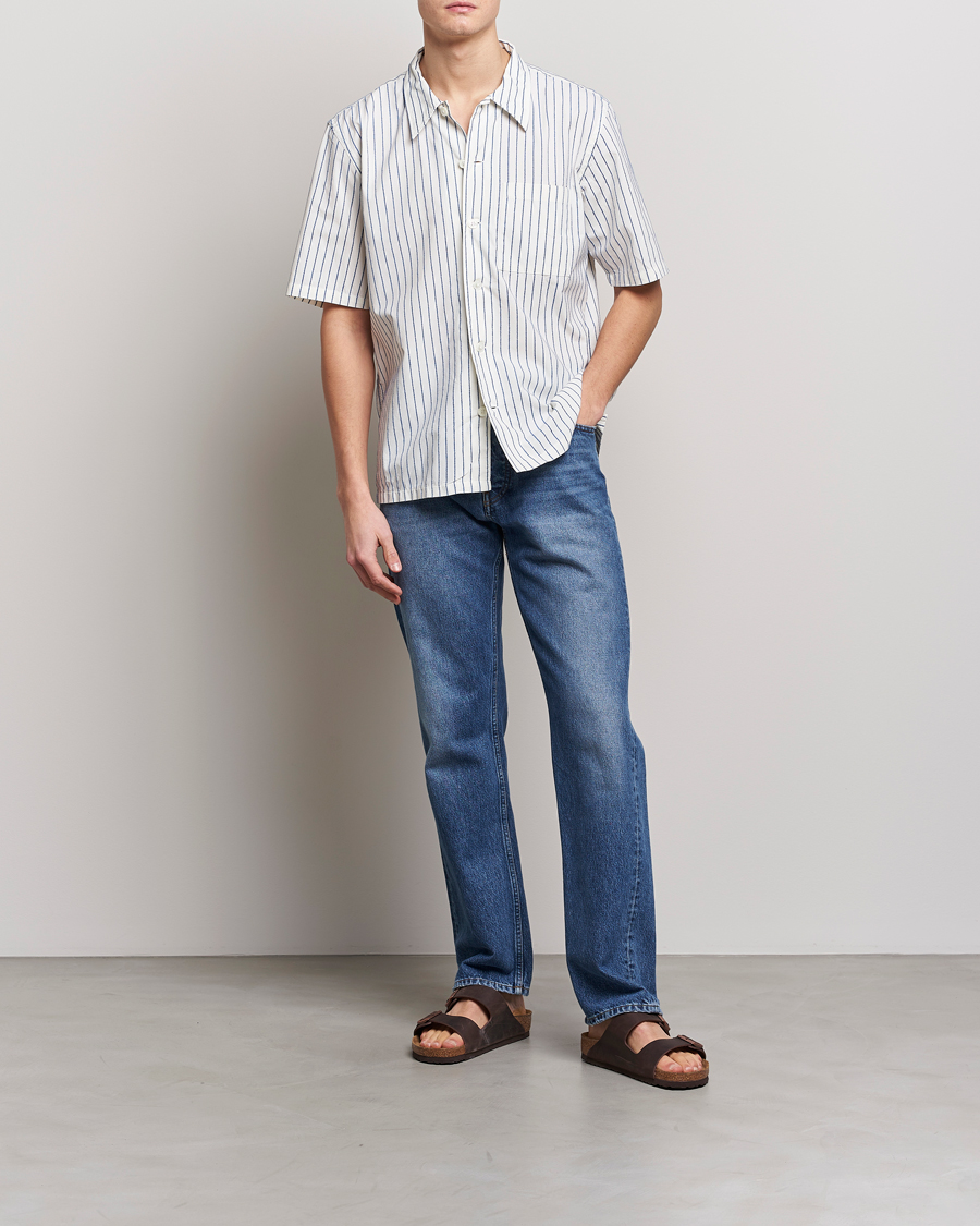 Herr | Skjortor | Sunflower | Spacey Striped Camp Shirt Blue/White