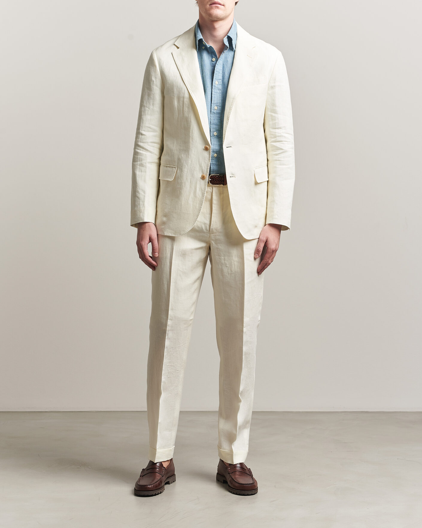 Herr | Byxor | Polo Ralph Lauren | Linen Pleated Trousers Cream