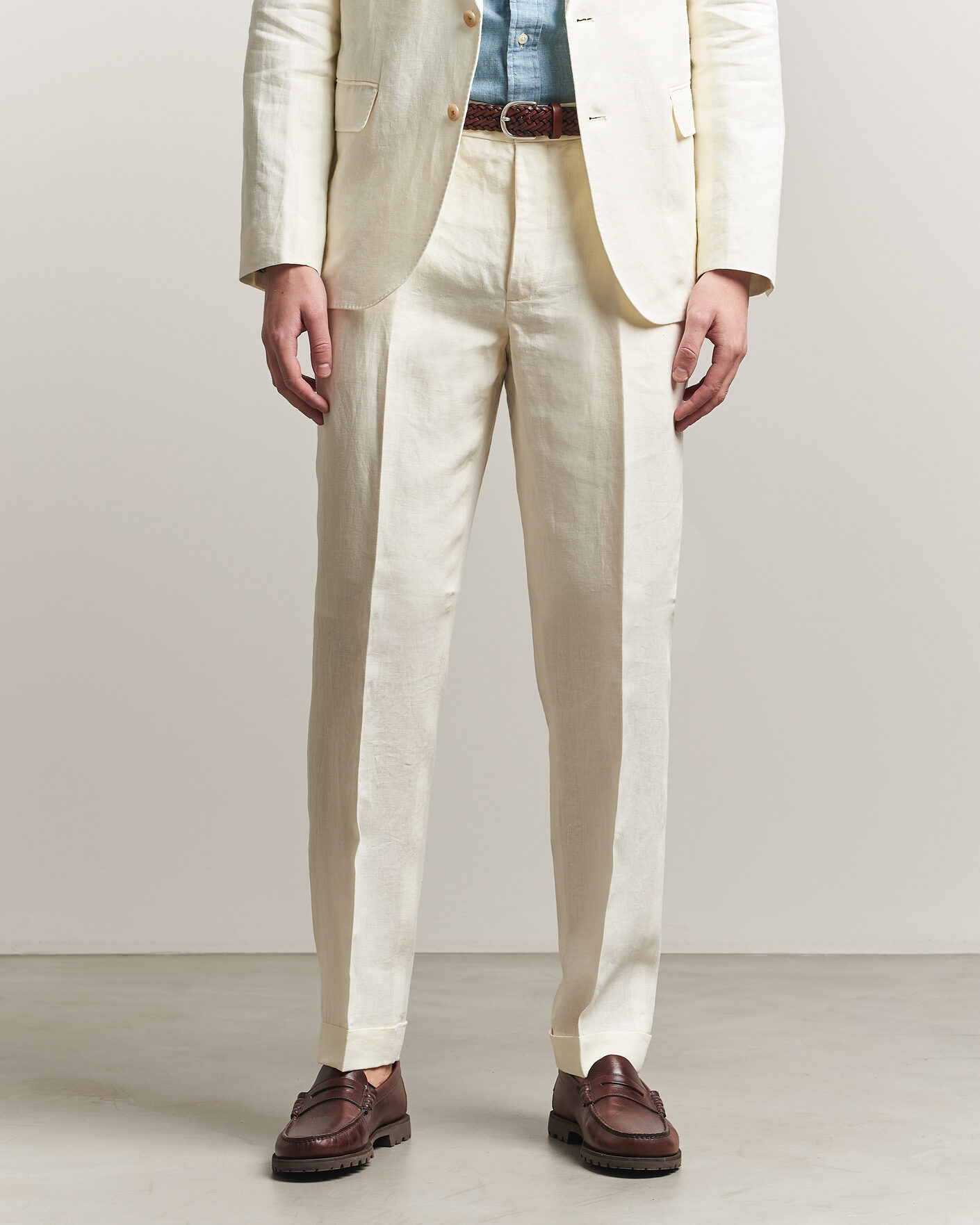 Herr | Byxor | Polo Ralph Lauren | Linen Pleated Trousers Cream