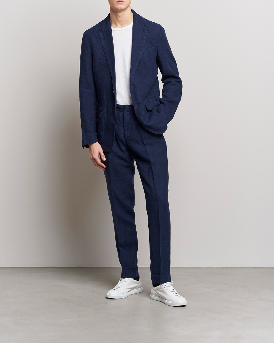 Herr | Byxor | Polo Ralph Lauren | Linen Pleated Trousers Navy