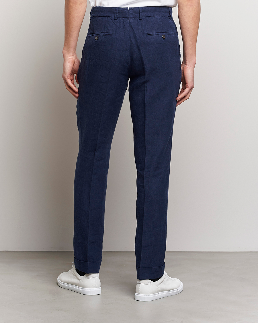 Herr | Byxor | Polo Ralph Lauren | Linen Pleated Trousers Navy