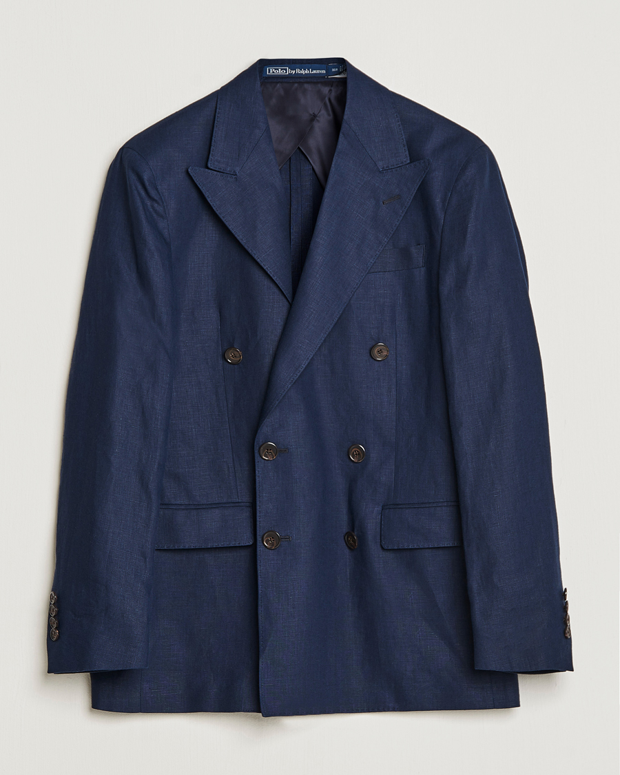 Herr | Kavajer | Polo Ralph Lauren | Linen Double Breasted Sportcoat Dark Navy