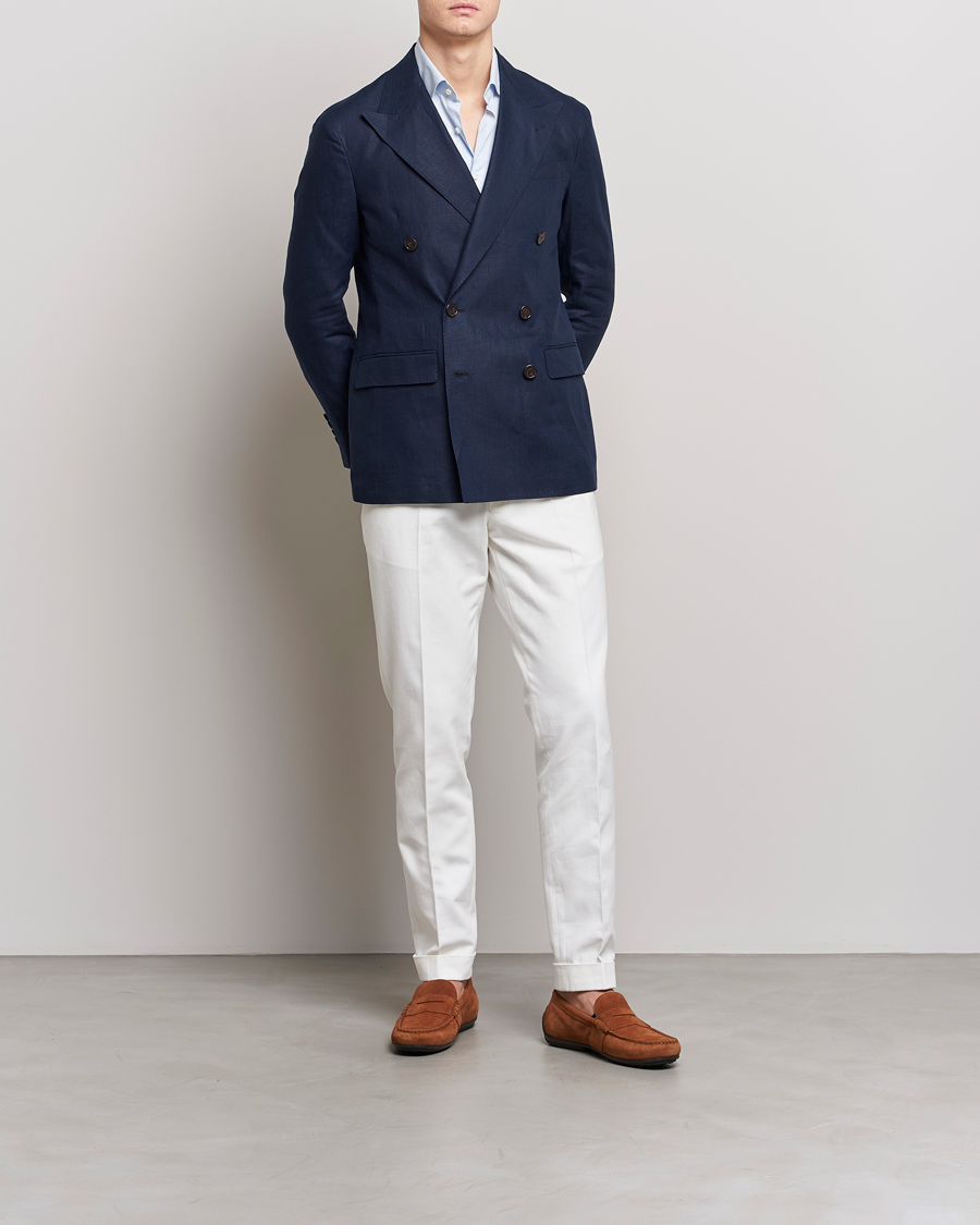 Herr | Kavajer | Polo Ralph Lauren | Linen Double Breasted Sportcoat Dark Navy