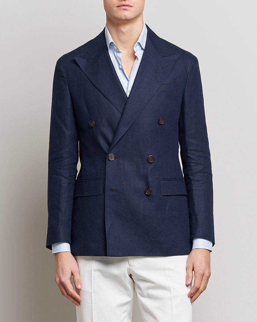 Herr | Kavajer | Polo Ralph Lauren | Linen Double Breasted Sportcoat Dark Navy