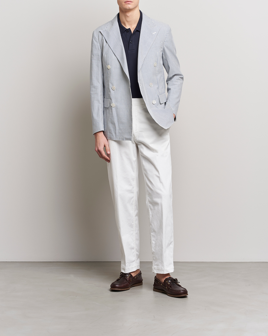 Herr | Kavajer | Polo Ralph Lauren | Cotton Seersucker Sportcoat Cream/Antique Blue