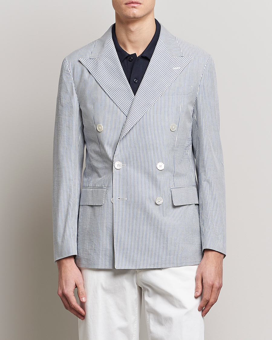 Herr | Kavajer | Polo Ralph Lauren | Cotton Seersucker Sportcoat Cream/Antique Blue
