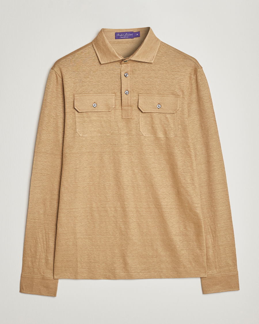 Herr | Tröjor | Ralph Lauren Purple Label | Linen Jersey Popover Icon Khaki