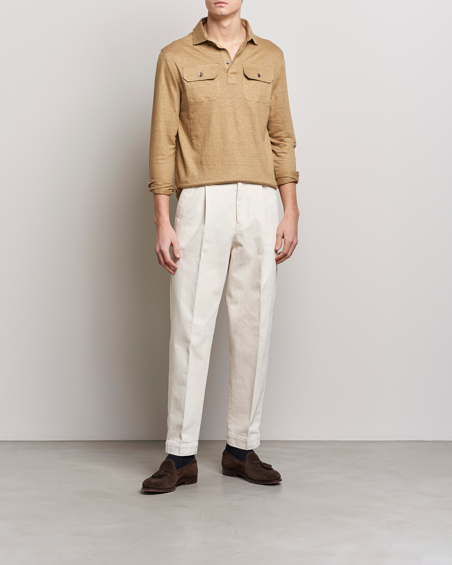 Herr | Tröjor | Ralph Lauren Purple Label | Linen Jersey Popover Icon Khaki