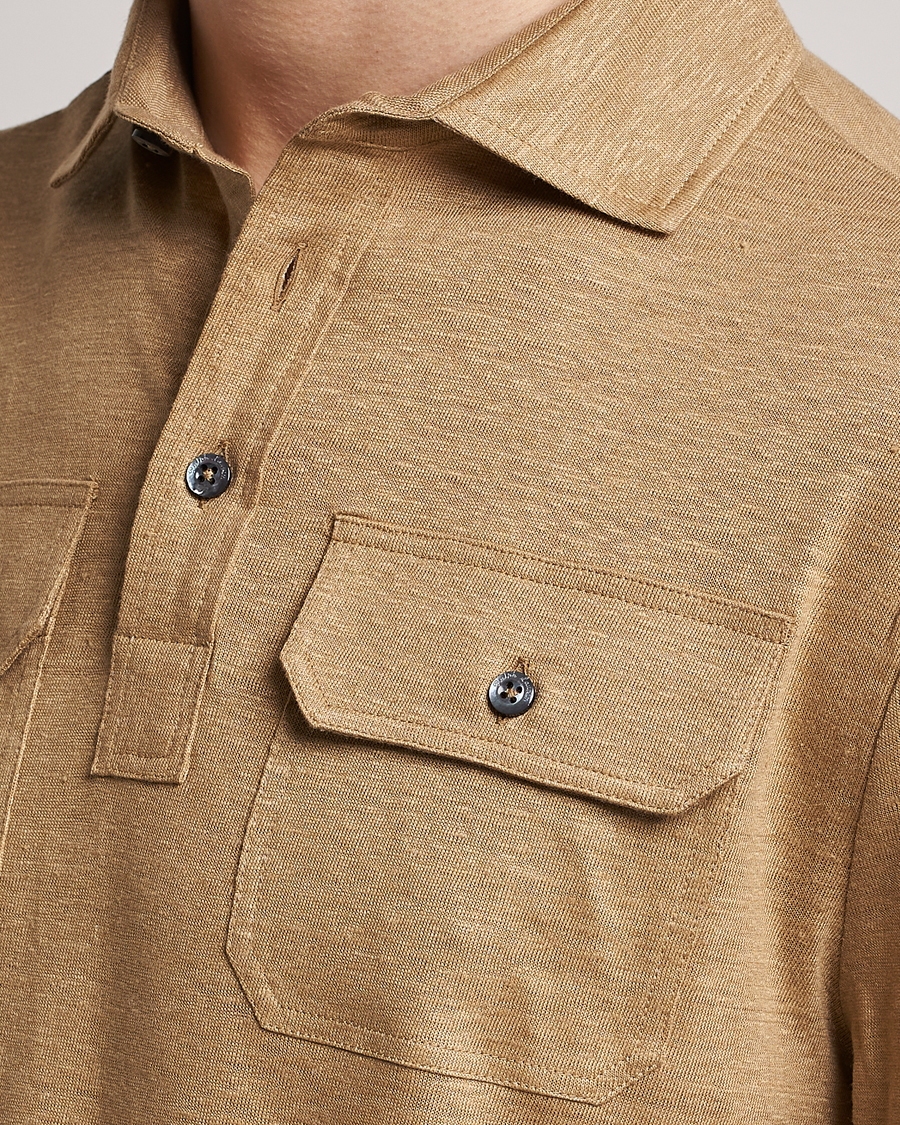 Herr | Tröjor | Ralph Lauren Purple Label | Linen Jersey Popover Icon Khaki