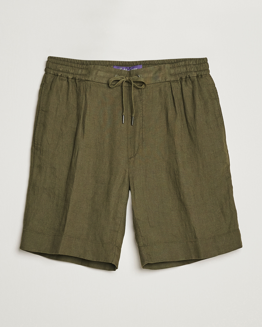 Herr | Shorts | Ralph Lauren Purple Label | Rumpled Linen Shorts Olive