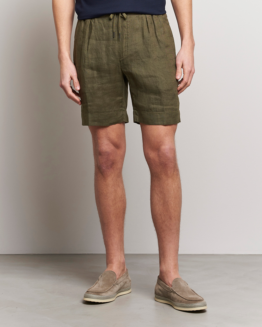 Herr | Shorts | Ralph Lauren Purple Label | Rumpled Linen Shorts Olive
