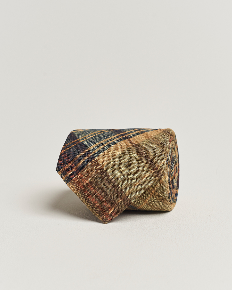 Herr | Ralph Lauren Purple Label Plaid LinenTie Khaki Multi | Ralph Lauren Purple Label | Plaid LinenTie Khaki Multi