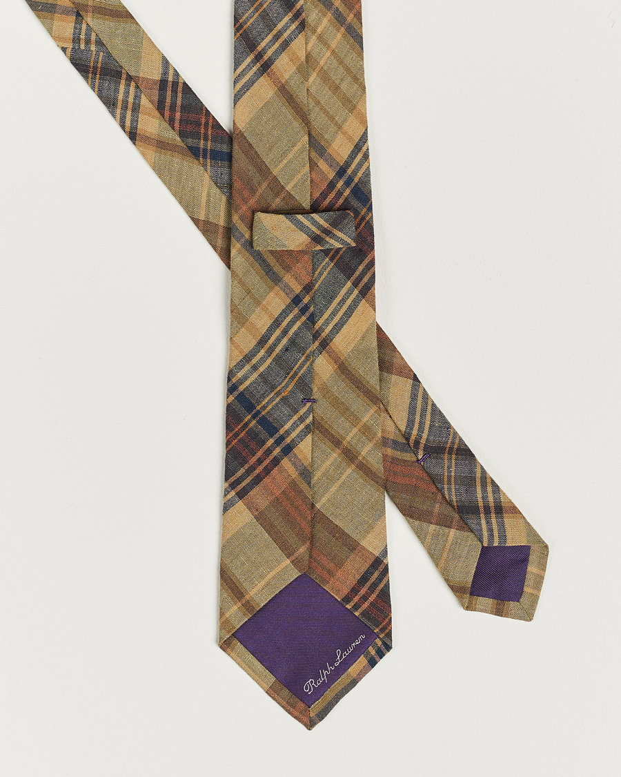 Herr | Ralph Lauren Purple Label Plaid LinenTie Khaki Multi | Ralph Lauren Purple Label | Plaid LinenTie Khaki Multi