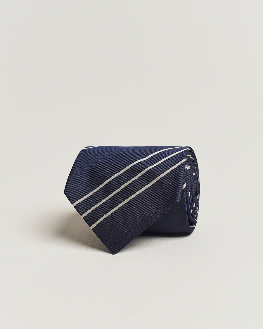 Herr | | Ralph Lauren Purple Label | Triple Stripe Silk Tie Navy