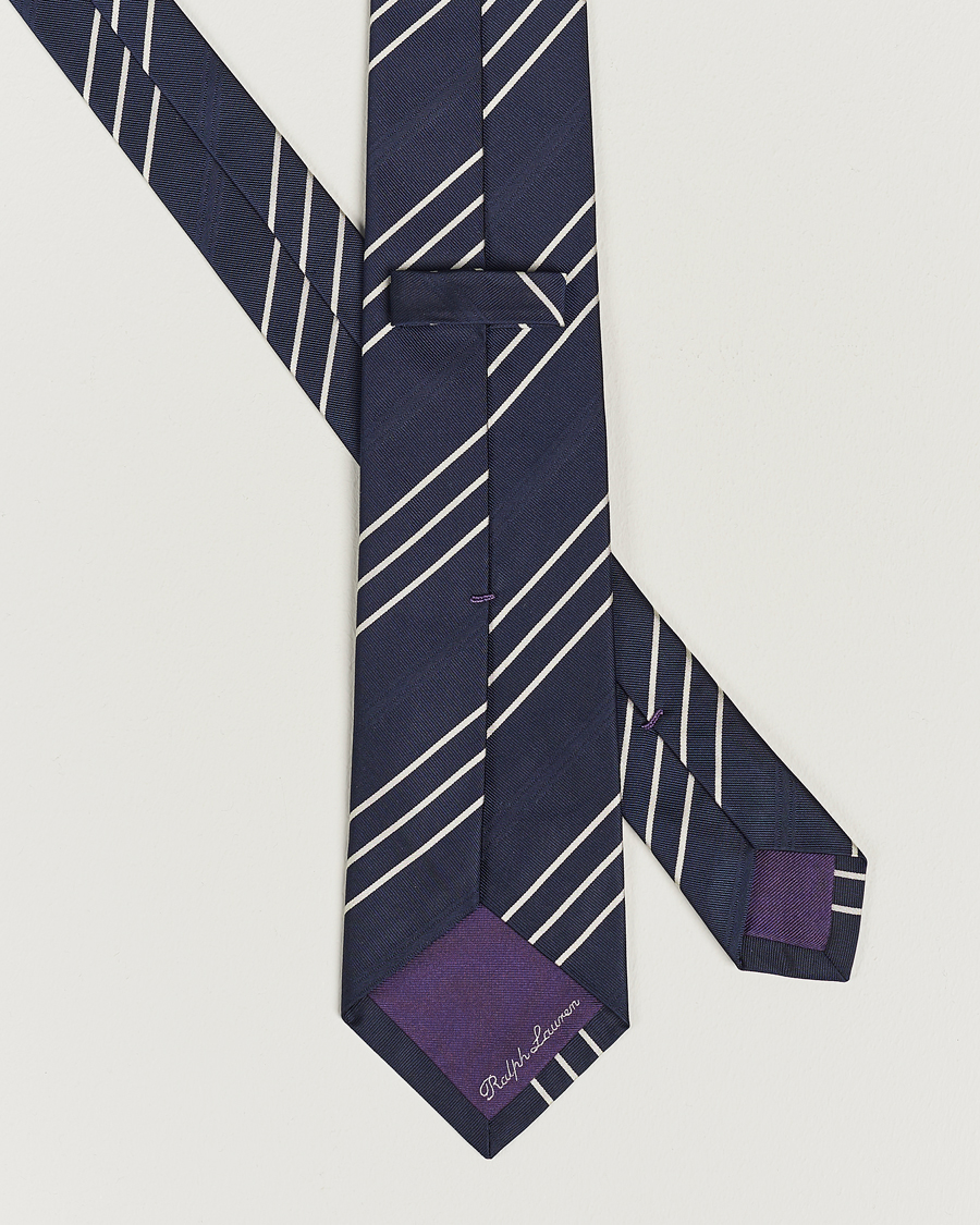 Herr |  | Ralph Lauren Purple Label | Triple Stripe Silk Tie Navy