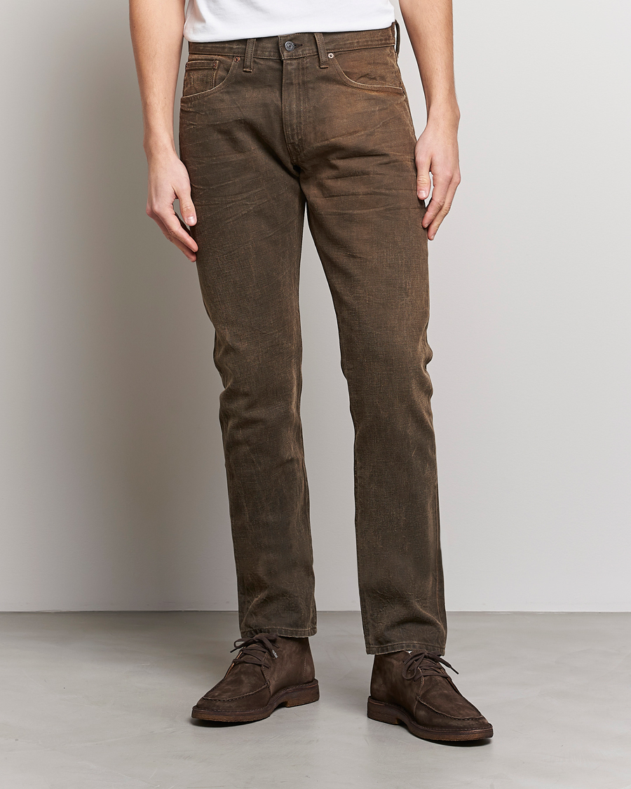 Herr | RRL | RRL | Slim Fit 5-Pocket Denim Distressed Brown Wash