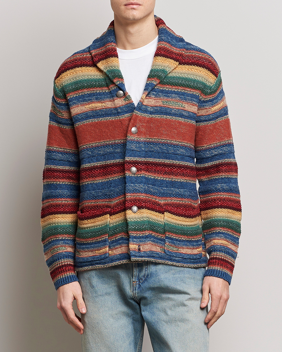 Herr | Tröjor | RRL | Wool/Linen Blend Shawl Cardigan Red Multi