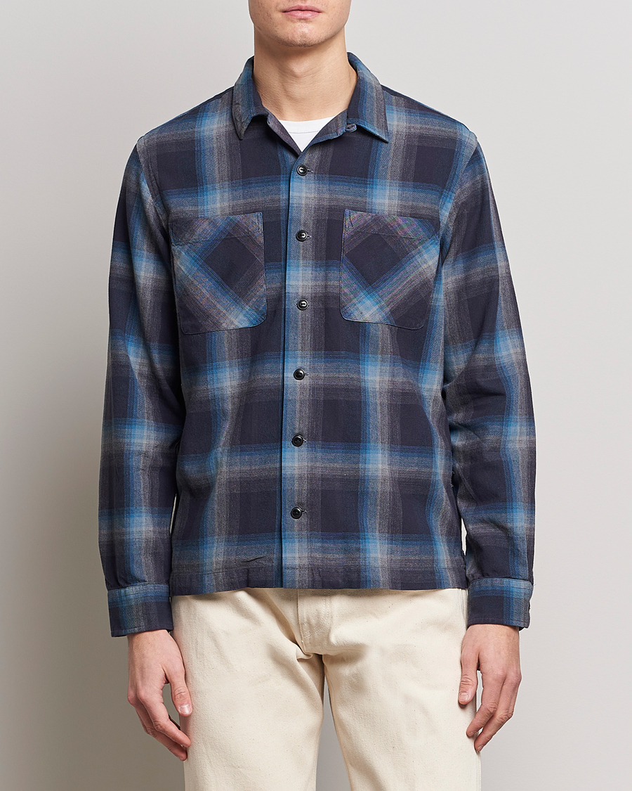 Herr | Skjortor | RRL | Towns Camp Overshirt Black/Blue