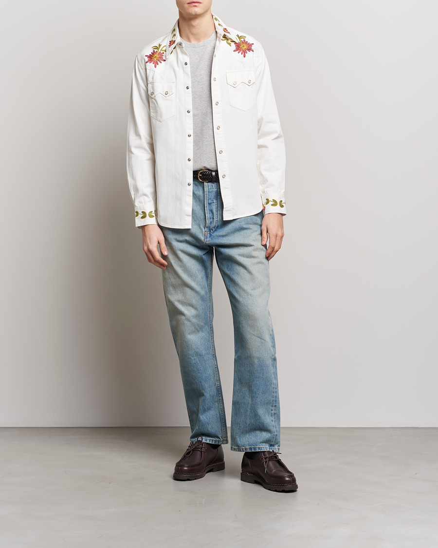 Herr | Skjortor | RRL | Sawtooth Western Embroidered Shirt White Wash