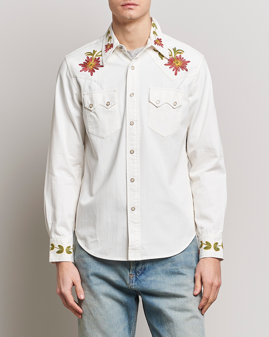 Herr | RRL | RRL | Sawtooth Western Embroidered Shirt White Wash