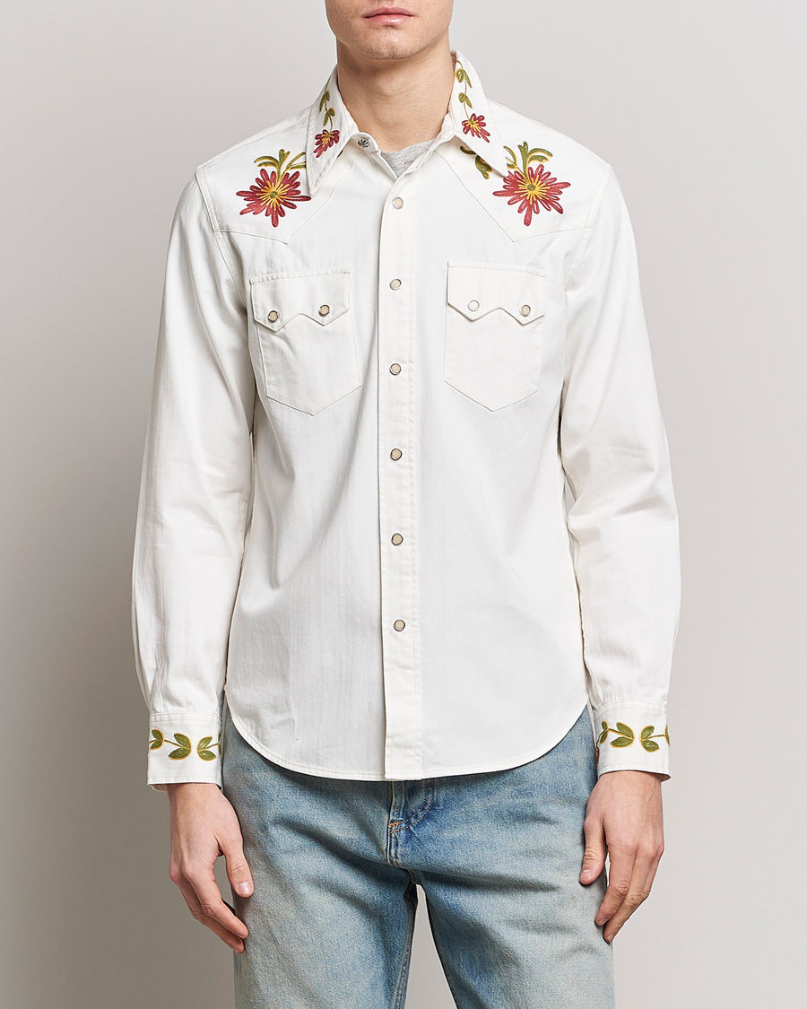Herr | American Heritage | RRL | Sawtooth Western Embroidered Shirt White Wash