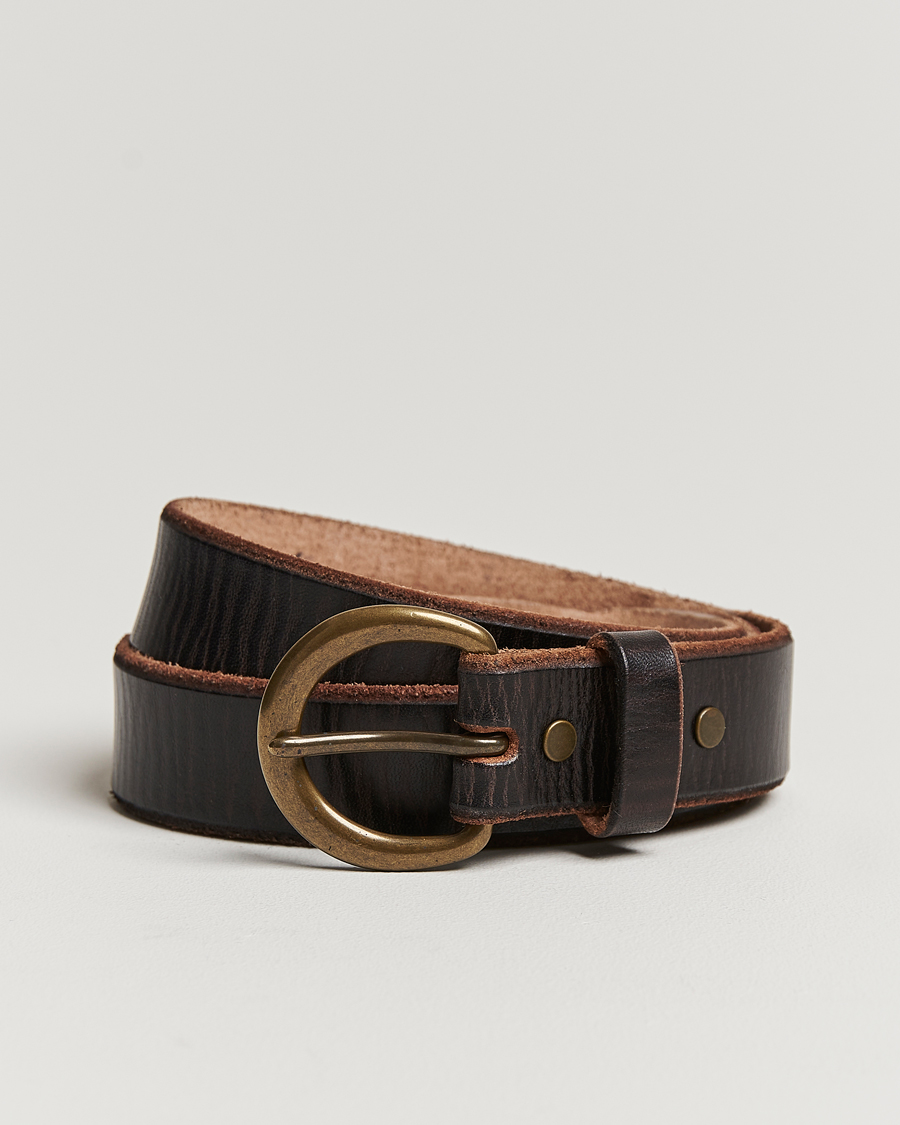 Herr | RRL Terramce Tumbled Leather Belt Dark Brown | RRL | Terramce Tumbled Leather Belt Dark Brown