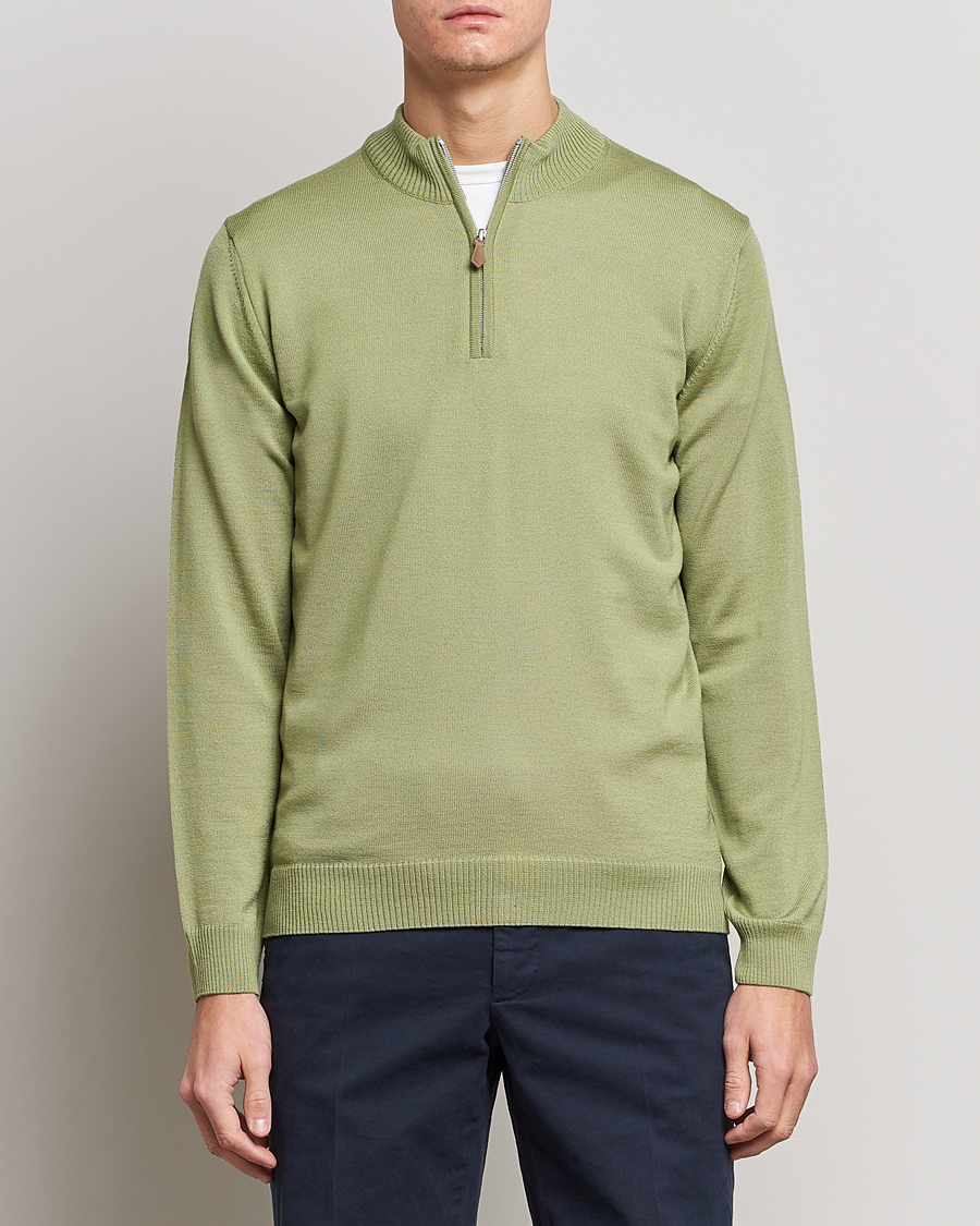 Herr |  | Stenströms | Merino Wool Half Zip Light Green