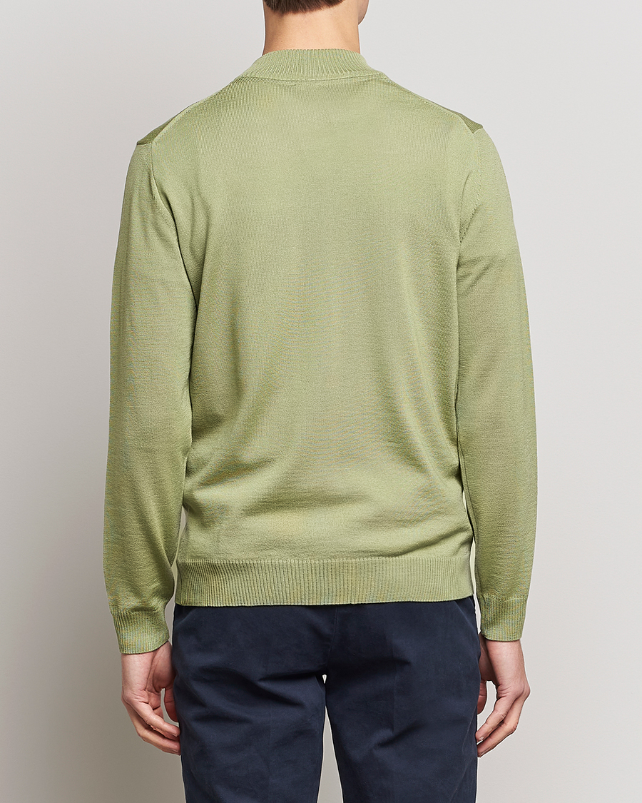 Herr | Tröjor | Stenströms | Merino Wool Half Zip Light Green