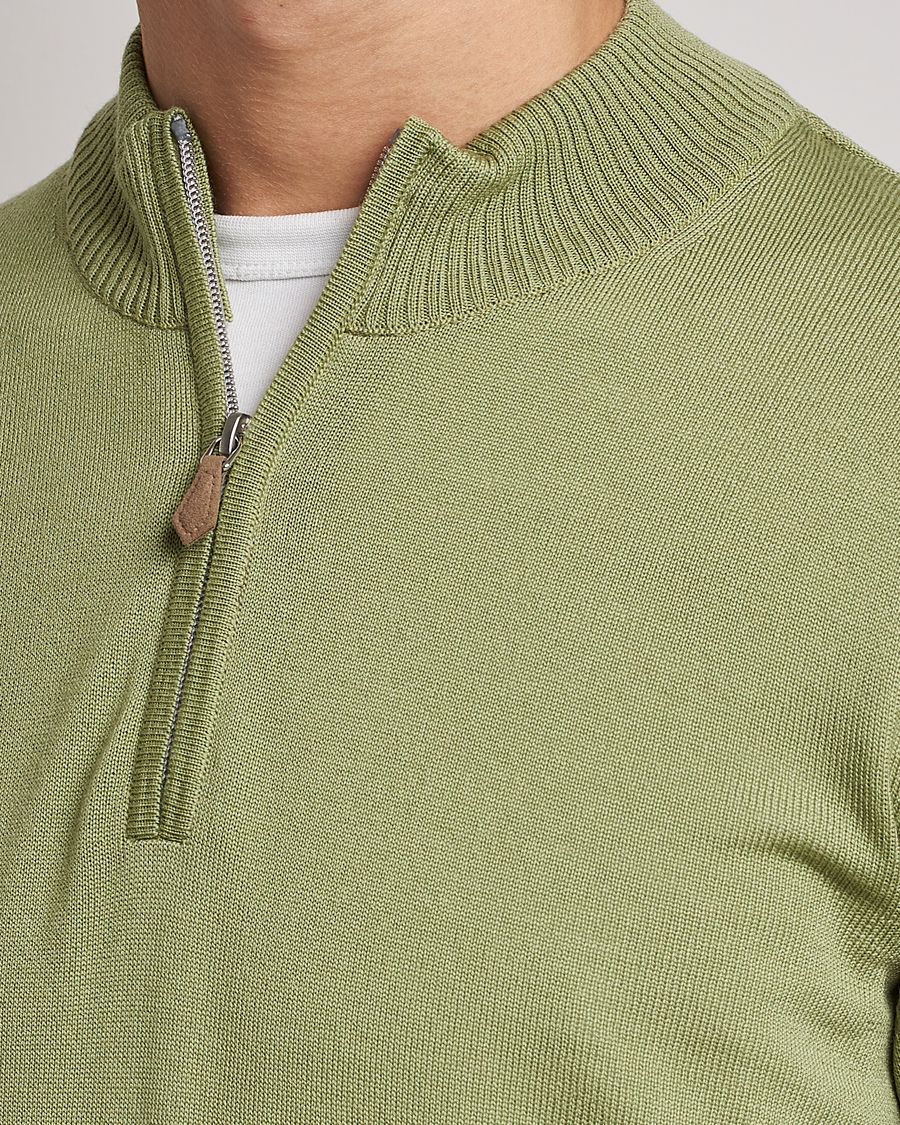 Herr | Tröjor | Stenströms | Merino Wool Half Zip Light Green