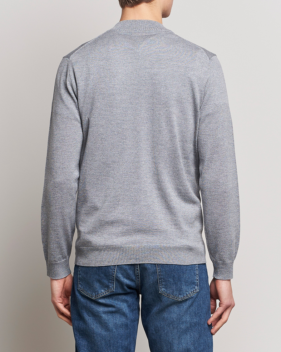 Herr | Tröjor | Stenströms | Merino Wool Half Zip Grey Mouliné