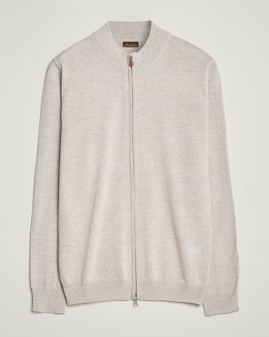 Herr | Tröjor | Stenströms | Merino Wool Full Zip Beige