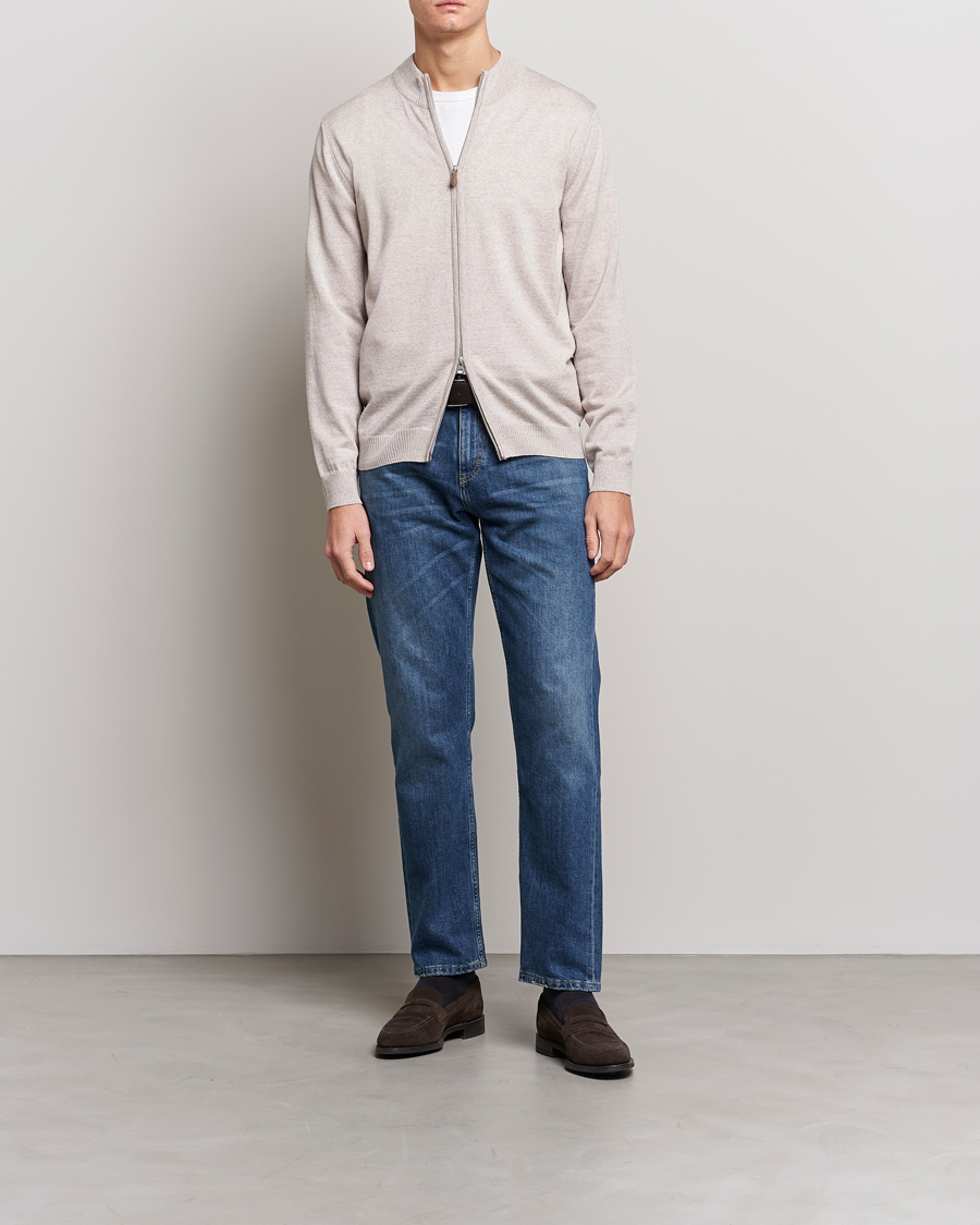 Herr | Tröjor | Stenströms | Merino Wool Full Zip Beige
