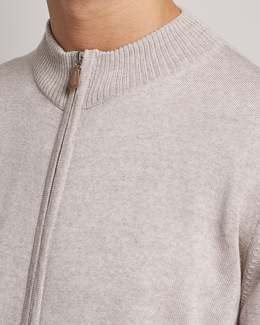 Herr | Tröjor | Stenströms | Merino Wool Full Zip Beige
