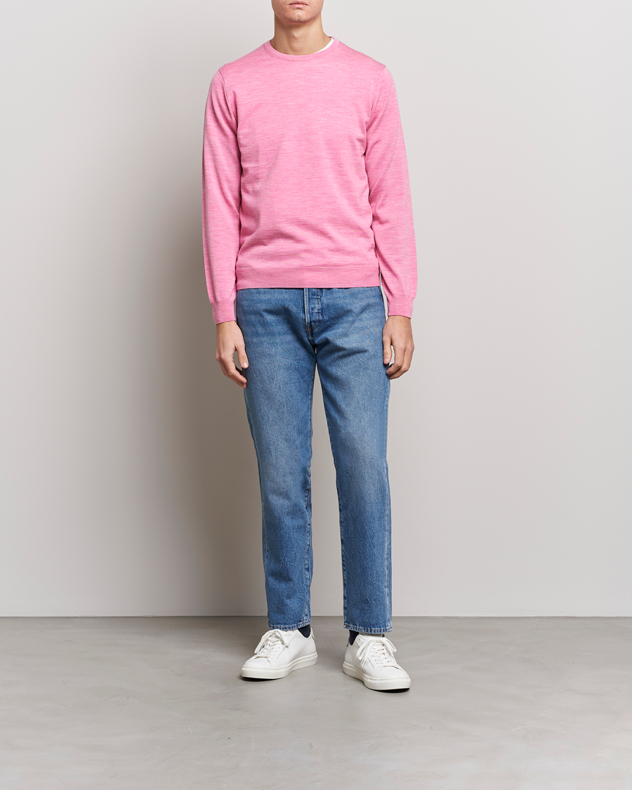 Herr | Tröjor | Stenströms | Merino Crew Neck Pink